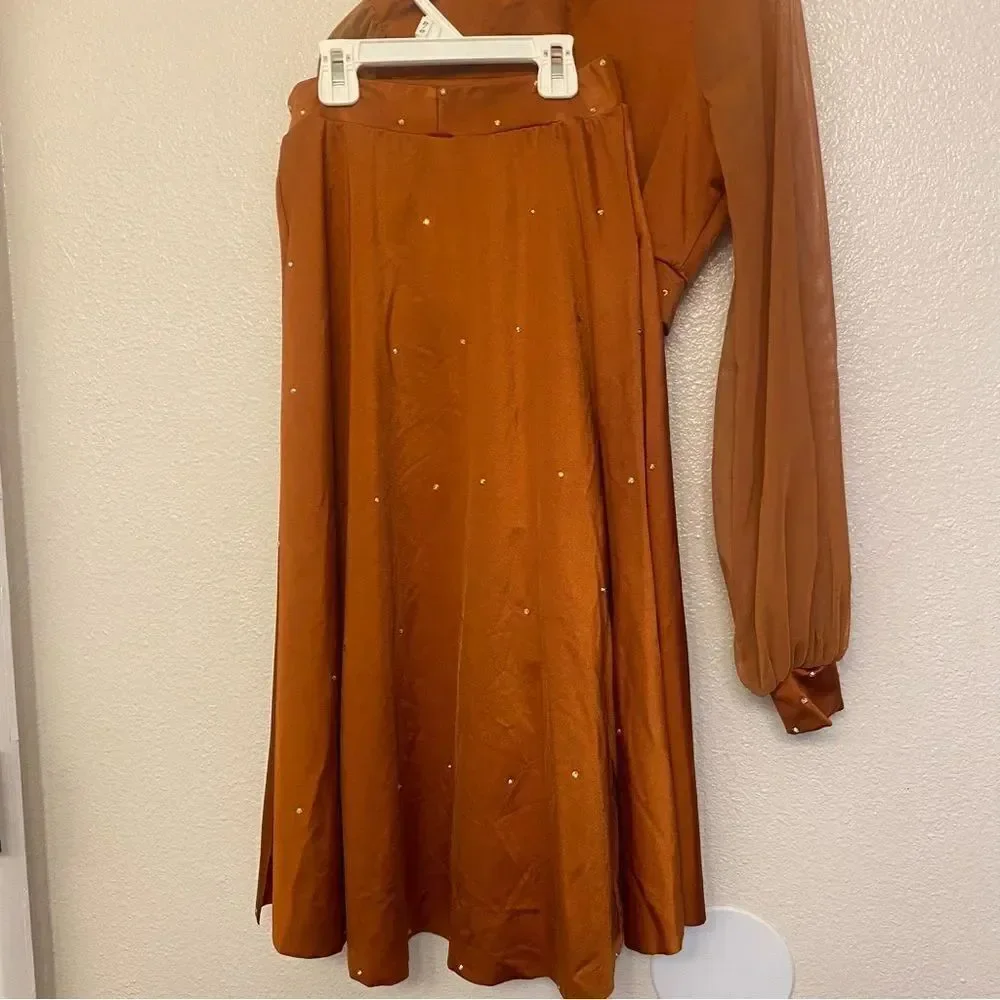 Kelle dance solo costume 2 piece Orange bronze contemporary lyrical 4235 SA